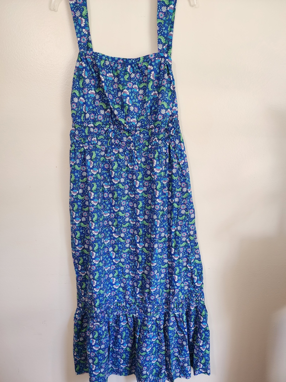 LOFT Blue Floral Dress with Green and White Details